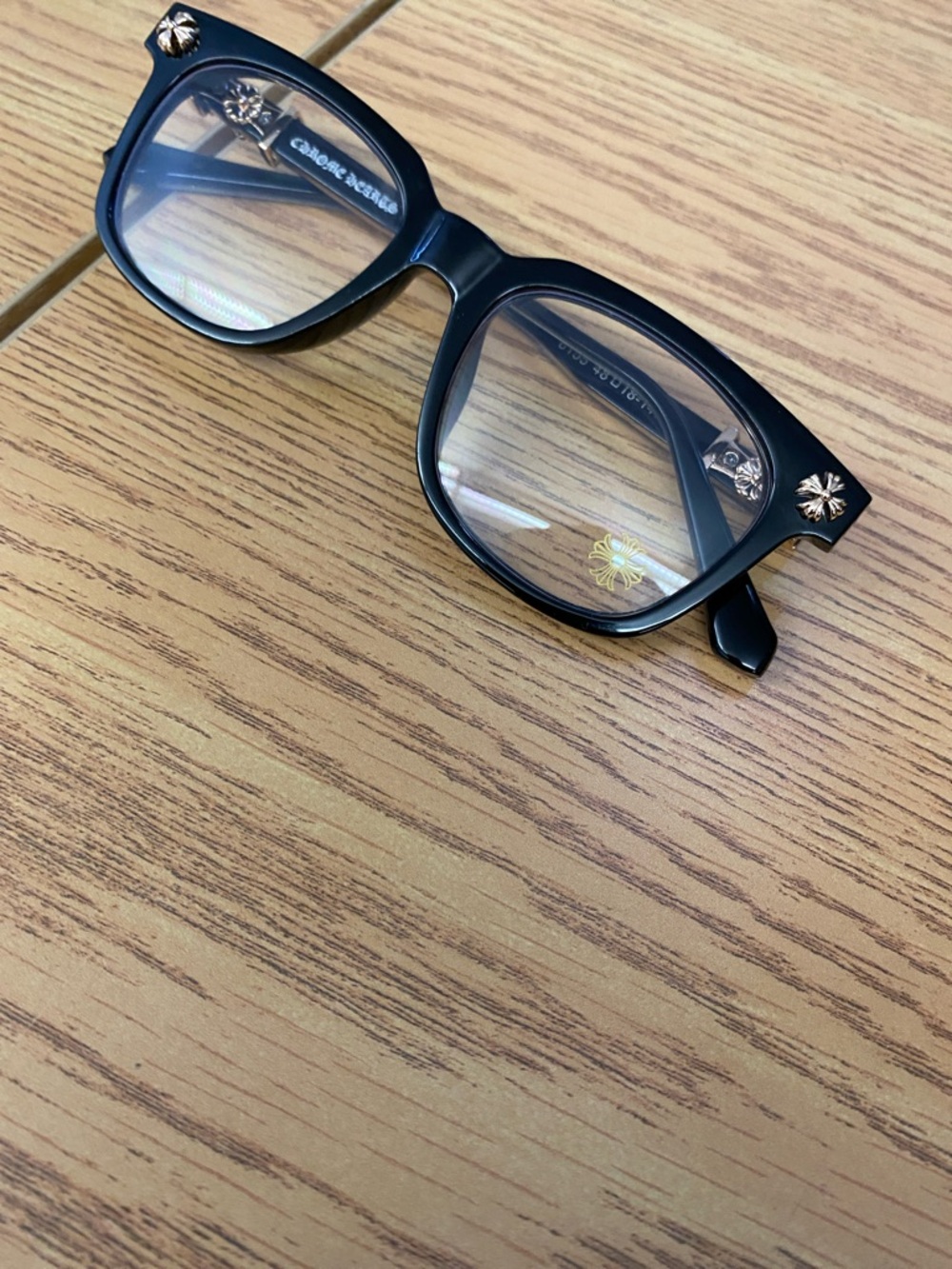 1:1 Chrome Heart glasses black frame with god highlights